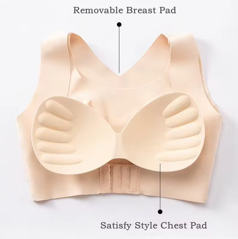 (34-42)Women Plain Seamless Cross Posture Correction Back Straighter Bra [054]
