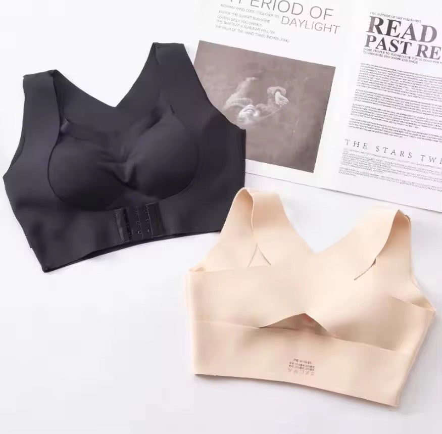 (34-42)Women Plain Seamless Cross Posture Correction Back Straighter Bra [054]