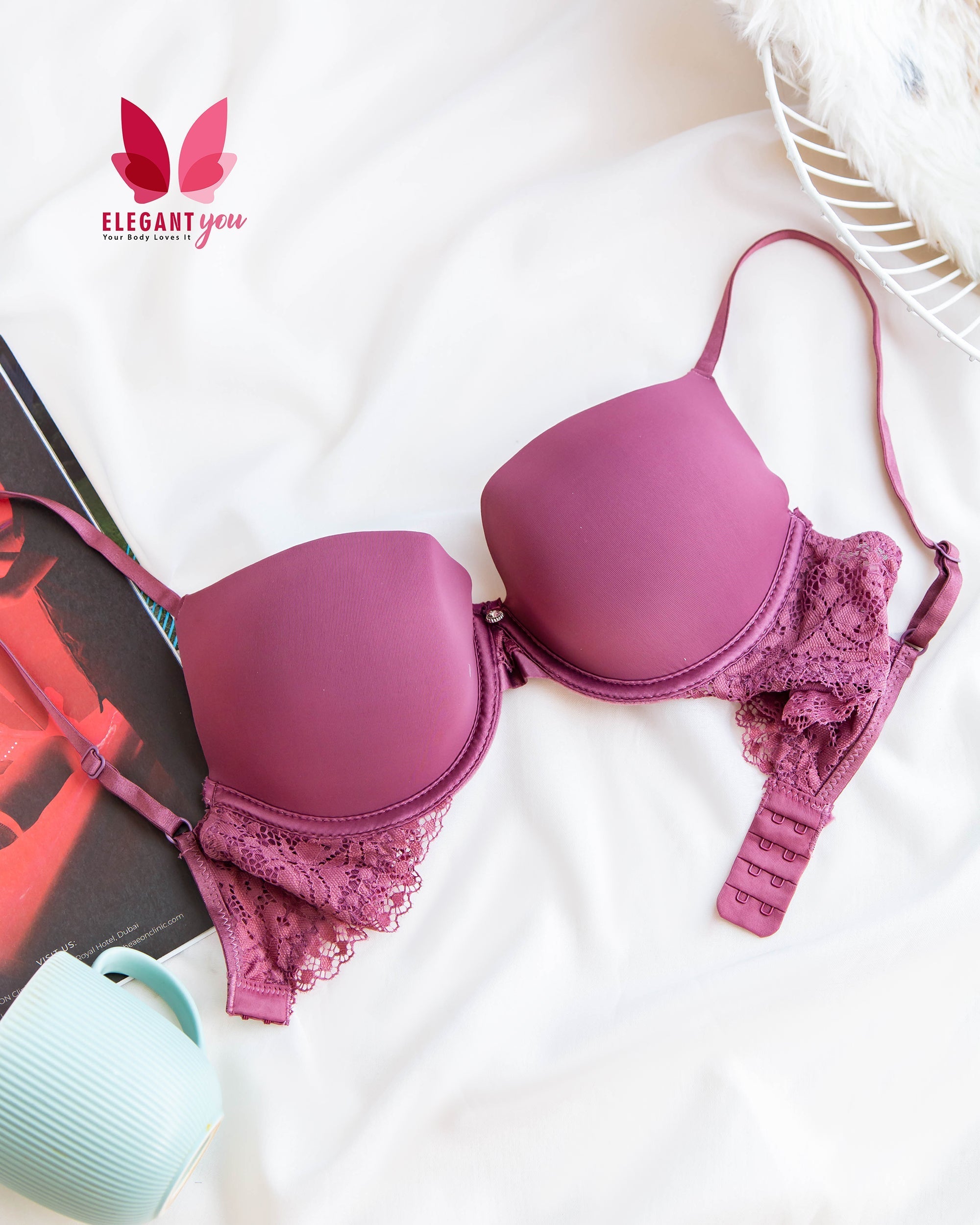 (32-36)b Elegant Lace Strap Double Padded Pushup Wire Bra (087)