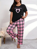 Black Good Night Hearts pajama Printed Night wear (RX-263)