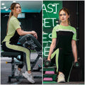 Green Stylish Printed Half Sleeves T Shirt with Panel Pajama Suit for her (RX-143)