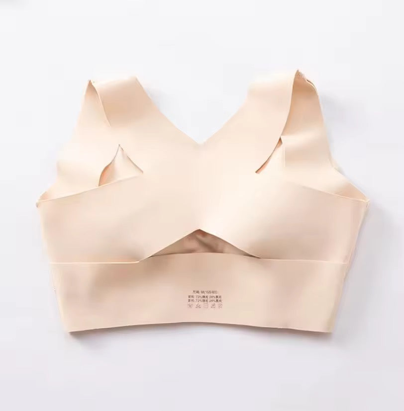 (34-42)Women Plain Seamless Cross Posture Correction Back Straighter Bra [054]