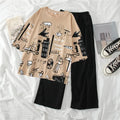 Skin Multi Printed Half Sleeves T-shirt With Plain Black Trouser Suit (RX-153)