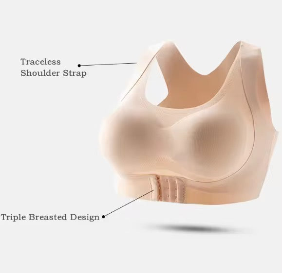 (34-42)Women Plain Seamless Cross Posture Correction Back Straighter Bra [054]