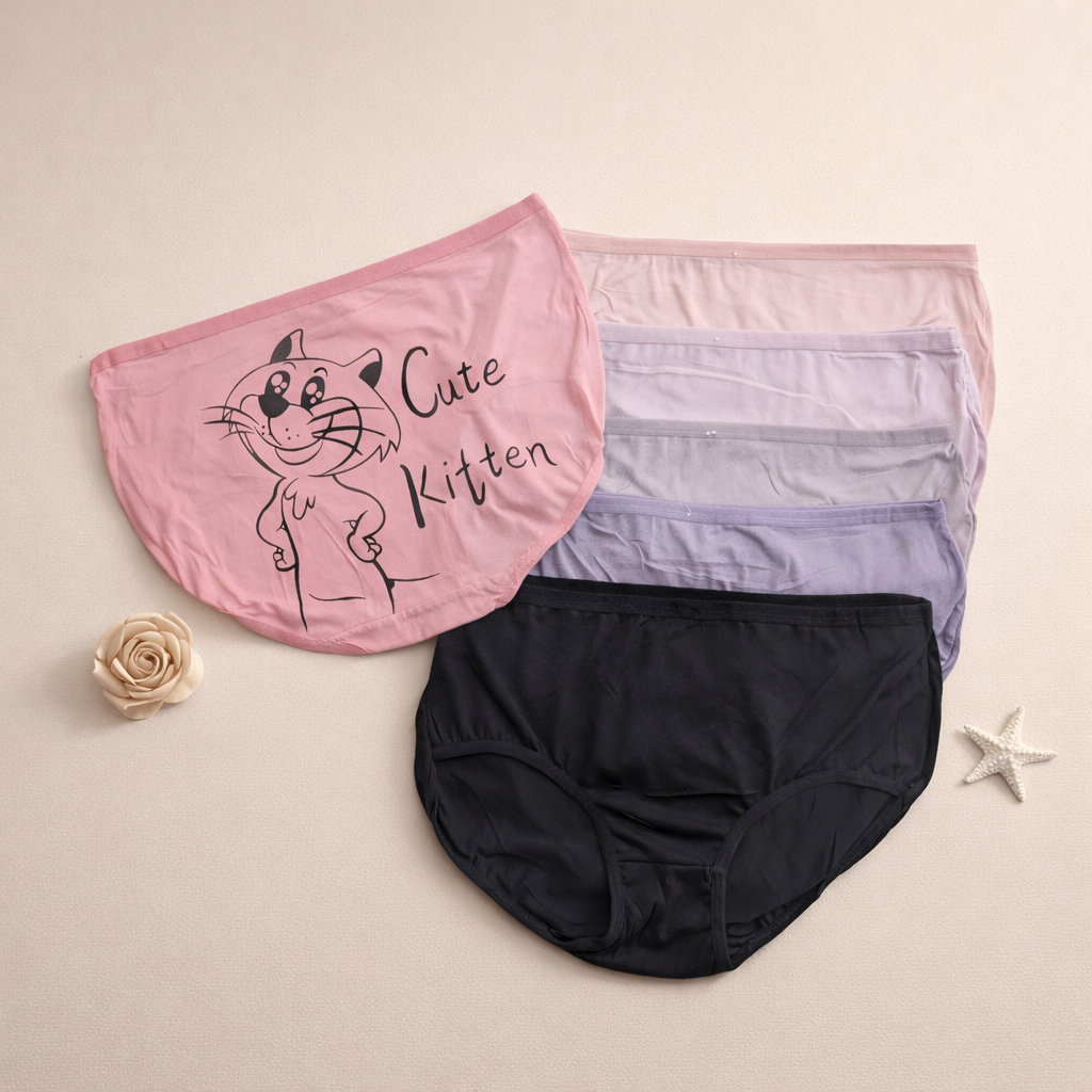 Back Side Cute Kitten Written Soft Underwear