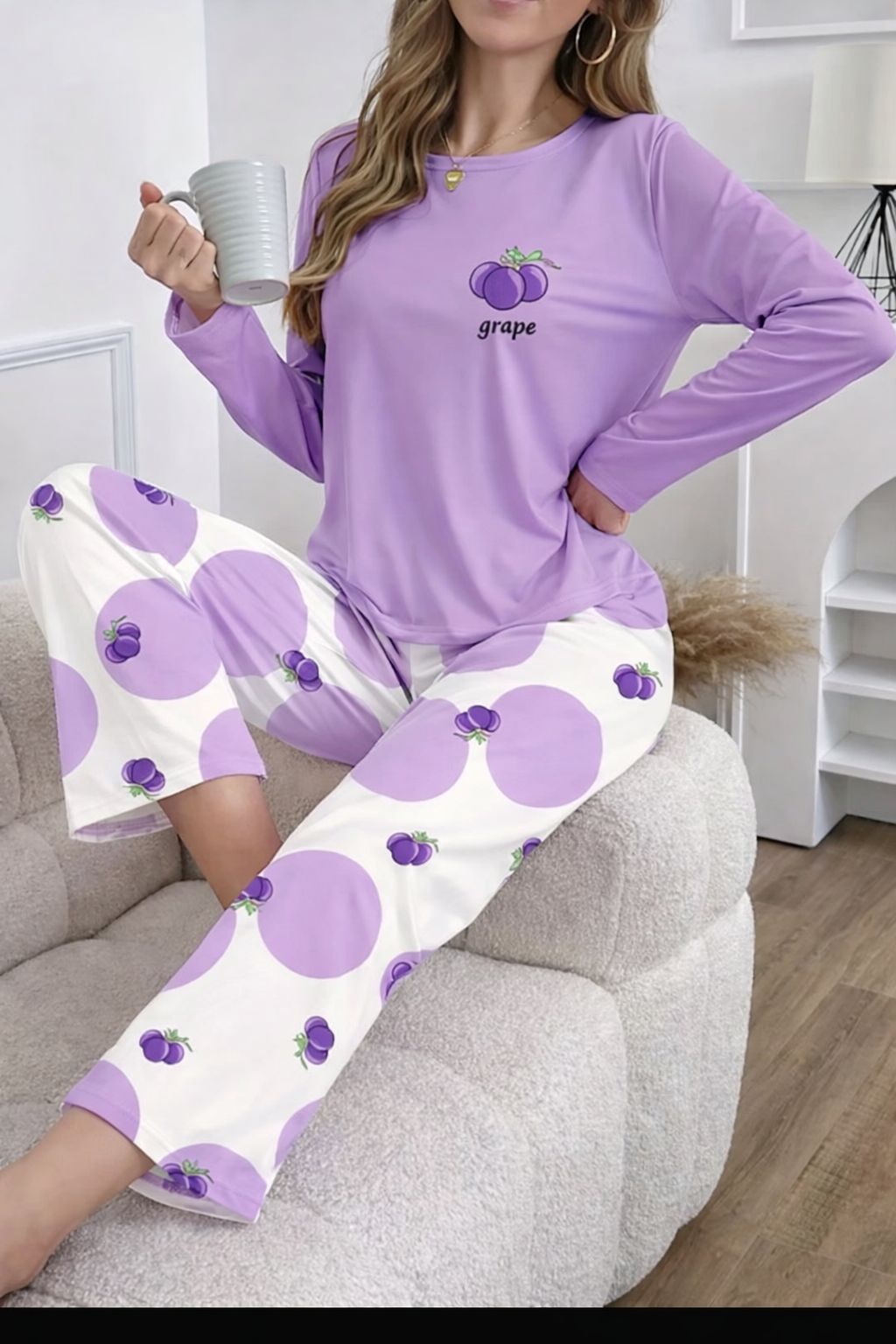 Purple Grape Printed Full Sleeves Night Suit (RX-384)