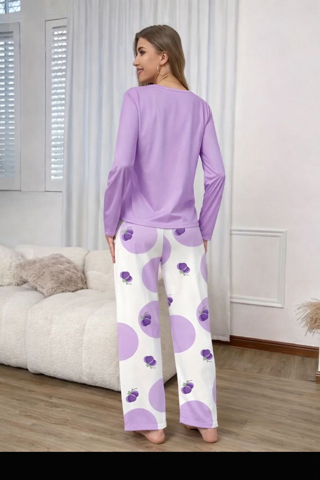 Purple Grape Printed Full Sleeves Night Suit (RX-384)