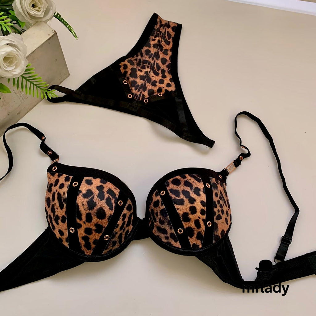 CHEETAH LIGHT PUSH UP BRA SET