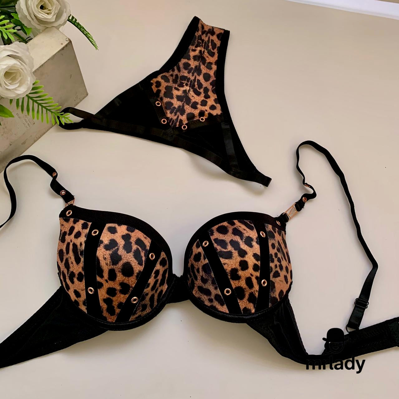 CHEETAH LIGHT PUSH UP BRA SET