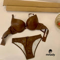 LEATHER THIN PAD BRA SET