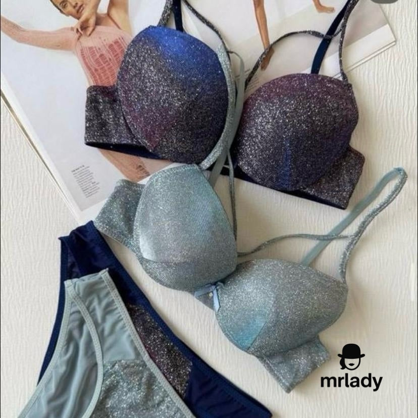 FANCY SHIMMER THIN PAD BRA SET
