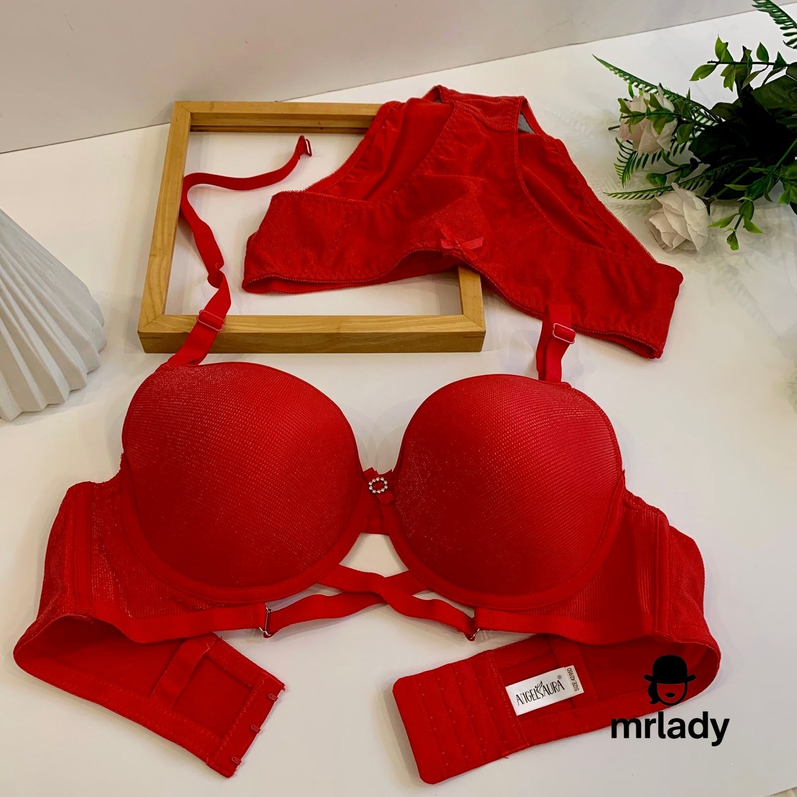 D CUP SHIMMER THIN PAD BRA SET