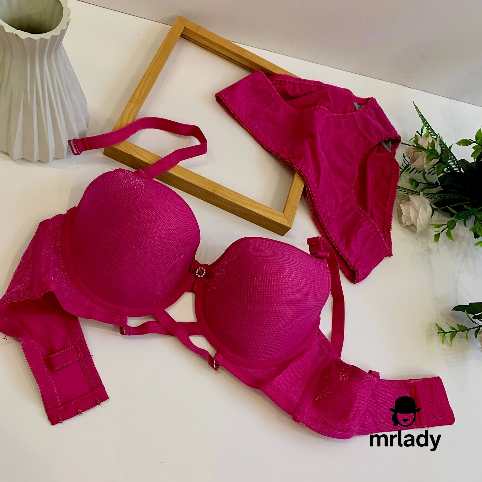 D CUP SHIMMER THIN PAD BRA SET