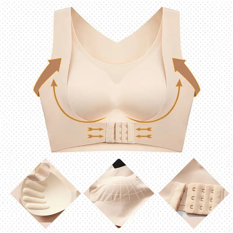 (34-42)Women Plain Seamless Cross Posture Correction Back Straighter Bra [054]