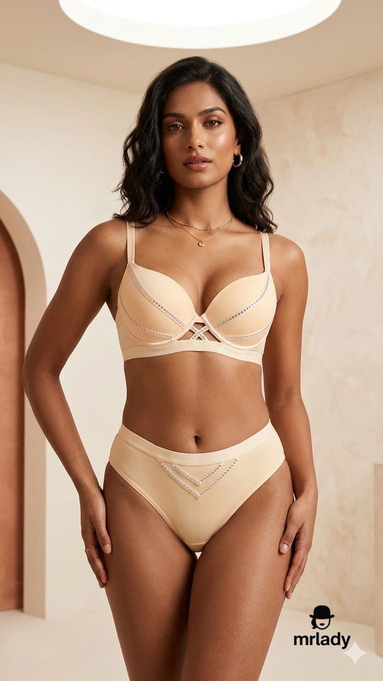 SHIMMER PEARLS THIN PAD BRA SET