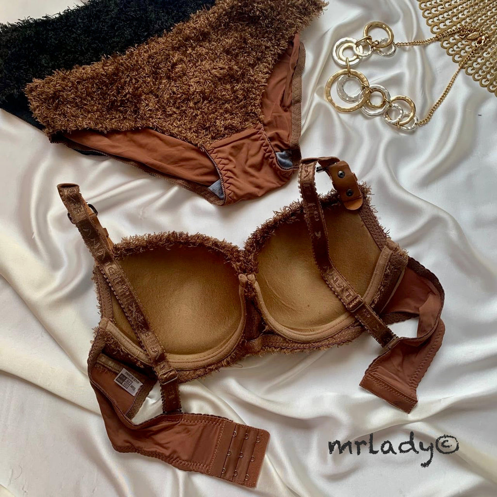 FAUX FUR ELEGANT BRA SET