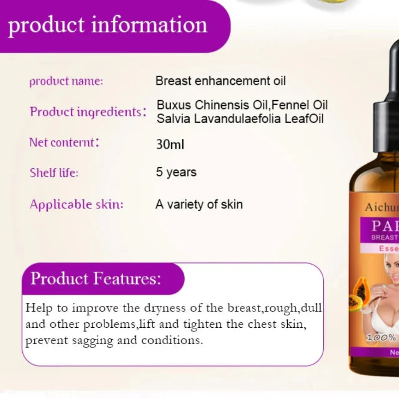Aichun Beauty Papaya Breast Enlarging Essential Oil – Firming & Lifting Breast Oil (30ml)