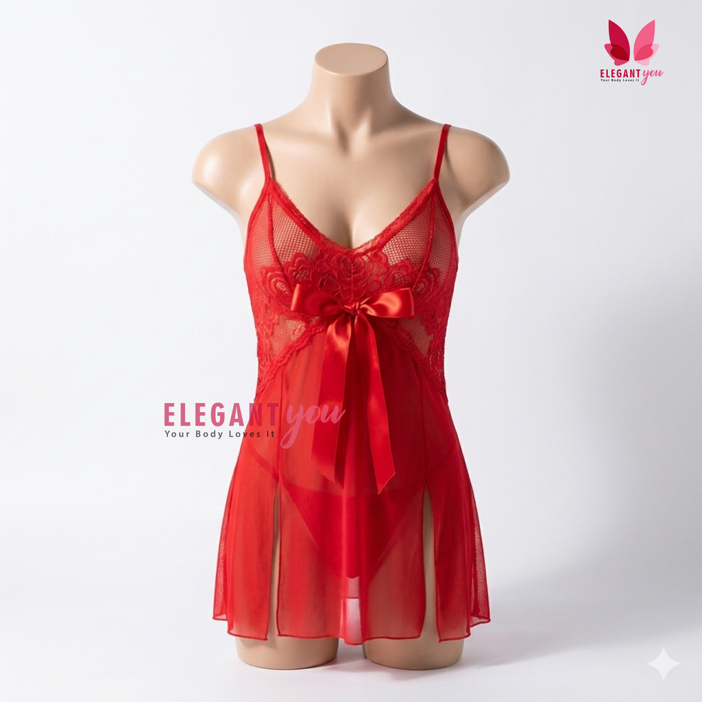 Bow Style Hot Frill Nighty 8133