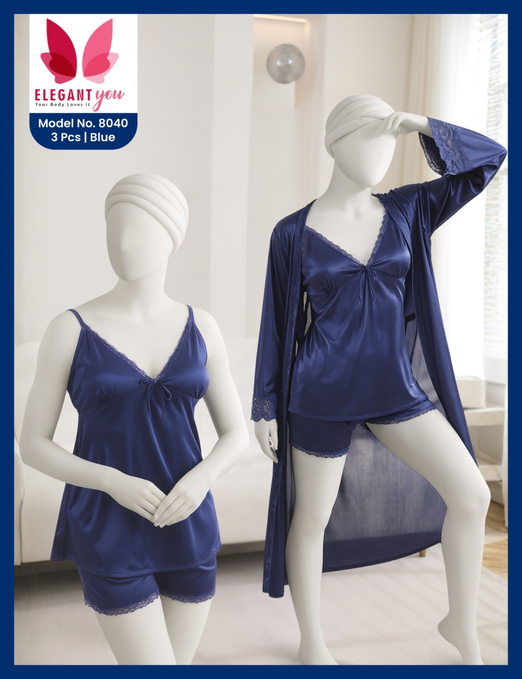 3 Piece Silk Nighty (8040)