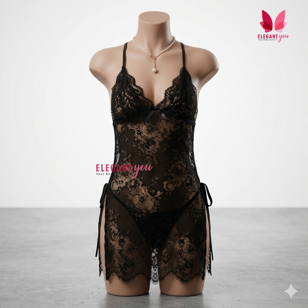 Temptation Embroidered Short Lingerie (8093)