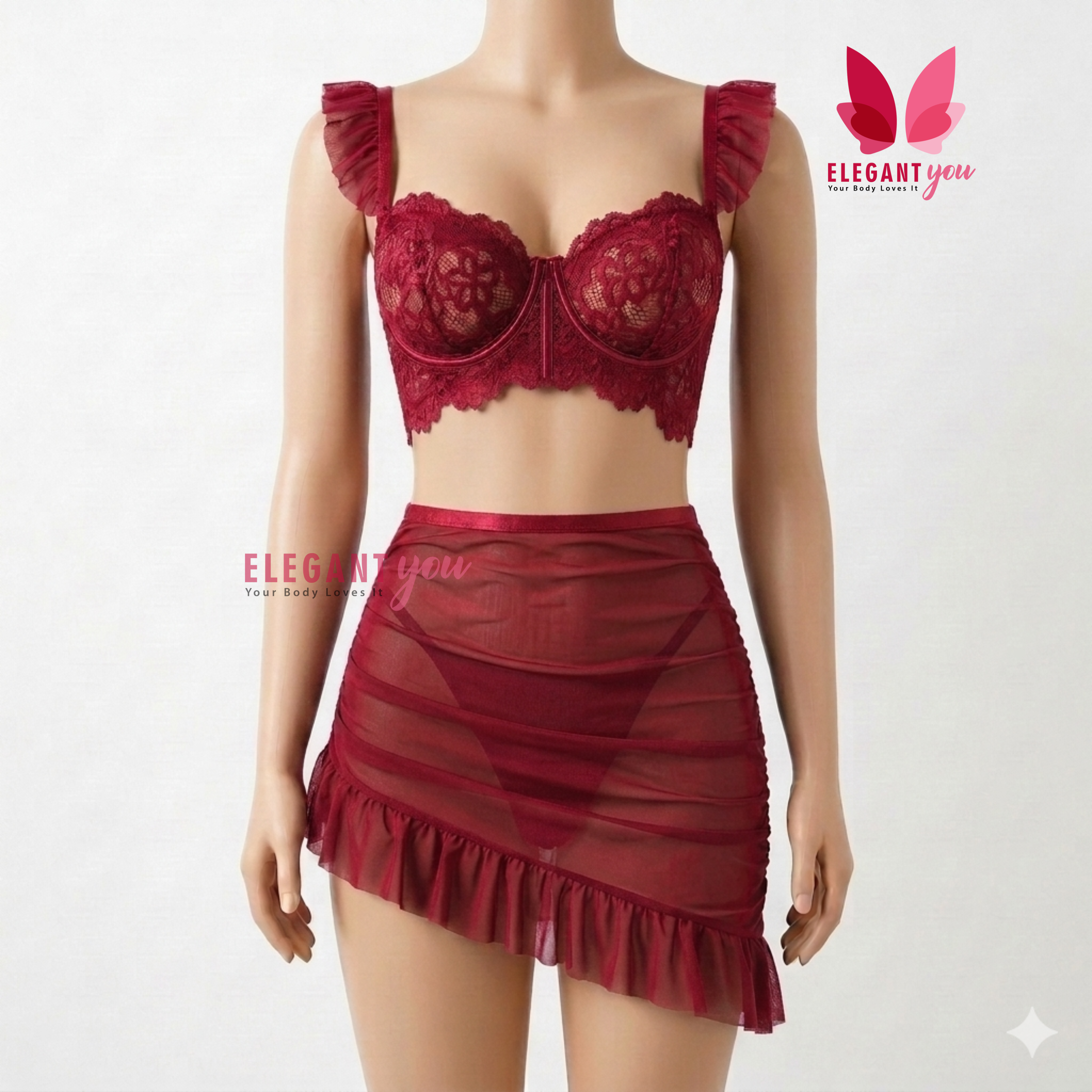 (34-38)Exquisite Lace Halter See Through (W)