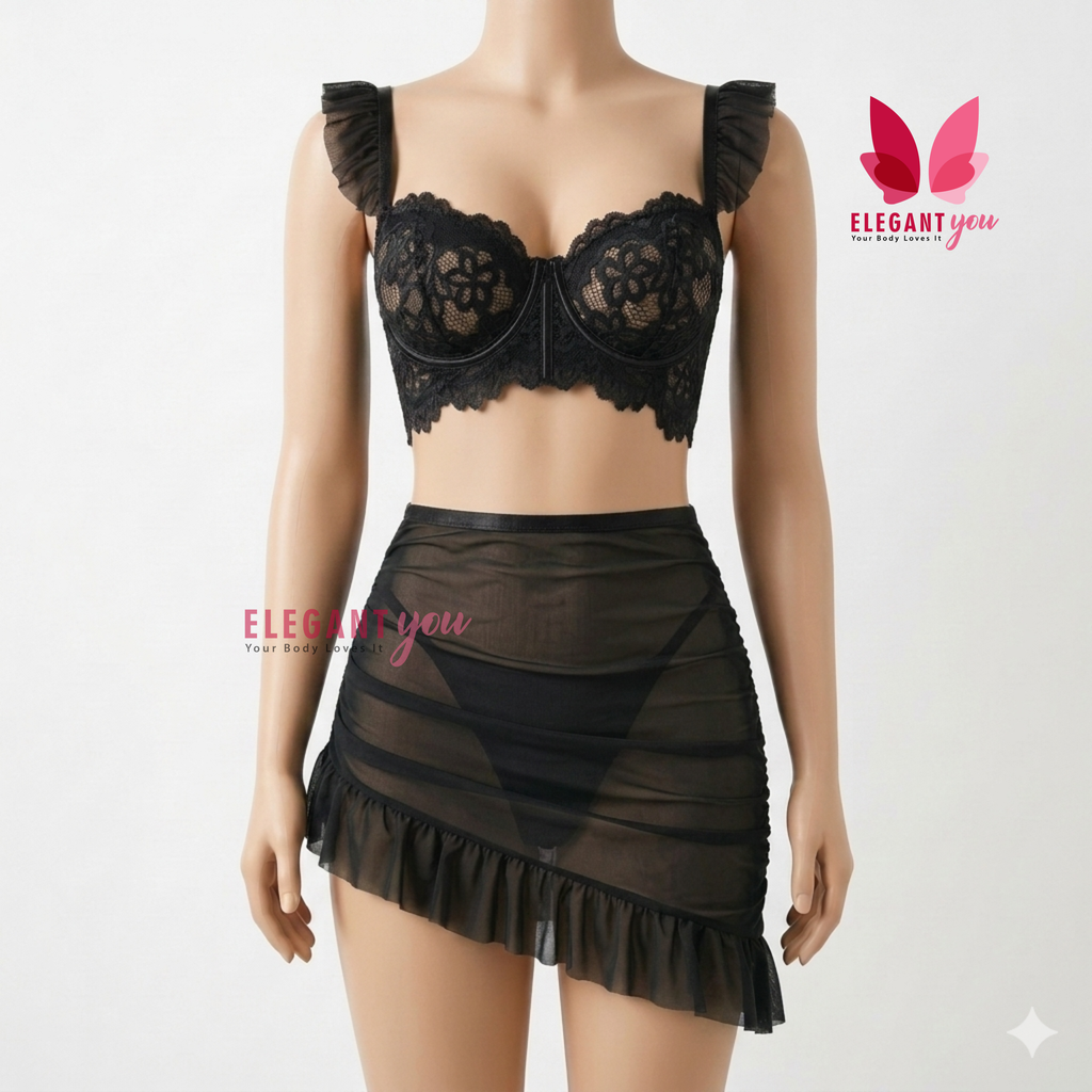 (34-38)Exquisite Lace Halter See Through (W)