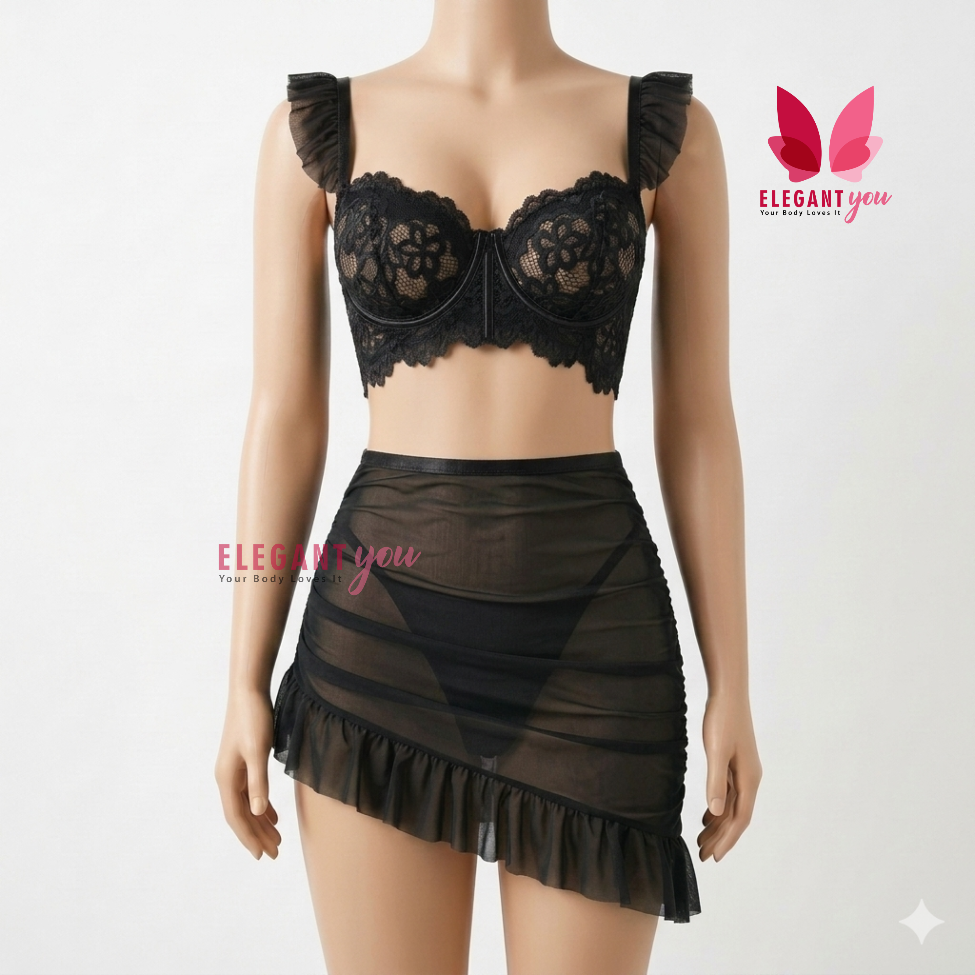 (34-38)Exquisite Lace Halter See Through (W)