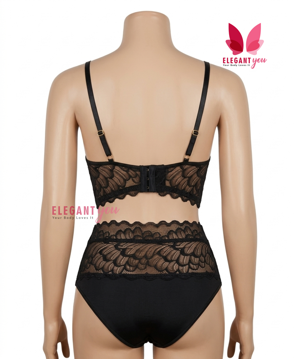(32-42)Hot see through Lace Bra And Brief Set With Garter (W602)