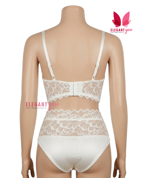 (32-42)Hot see through Lace Bra And Brief Set With Garter (W602)