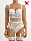 (32-42)Hot see through Lace Bra And Brief Set With Garter (W602)