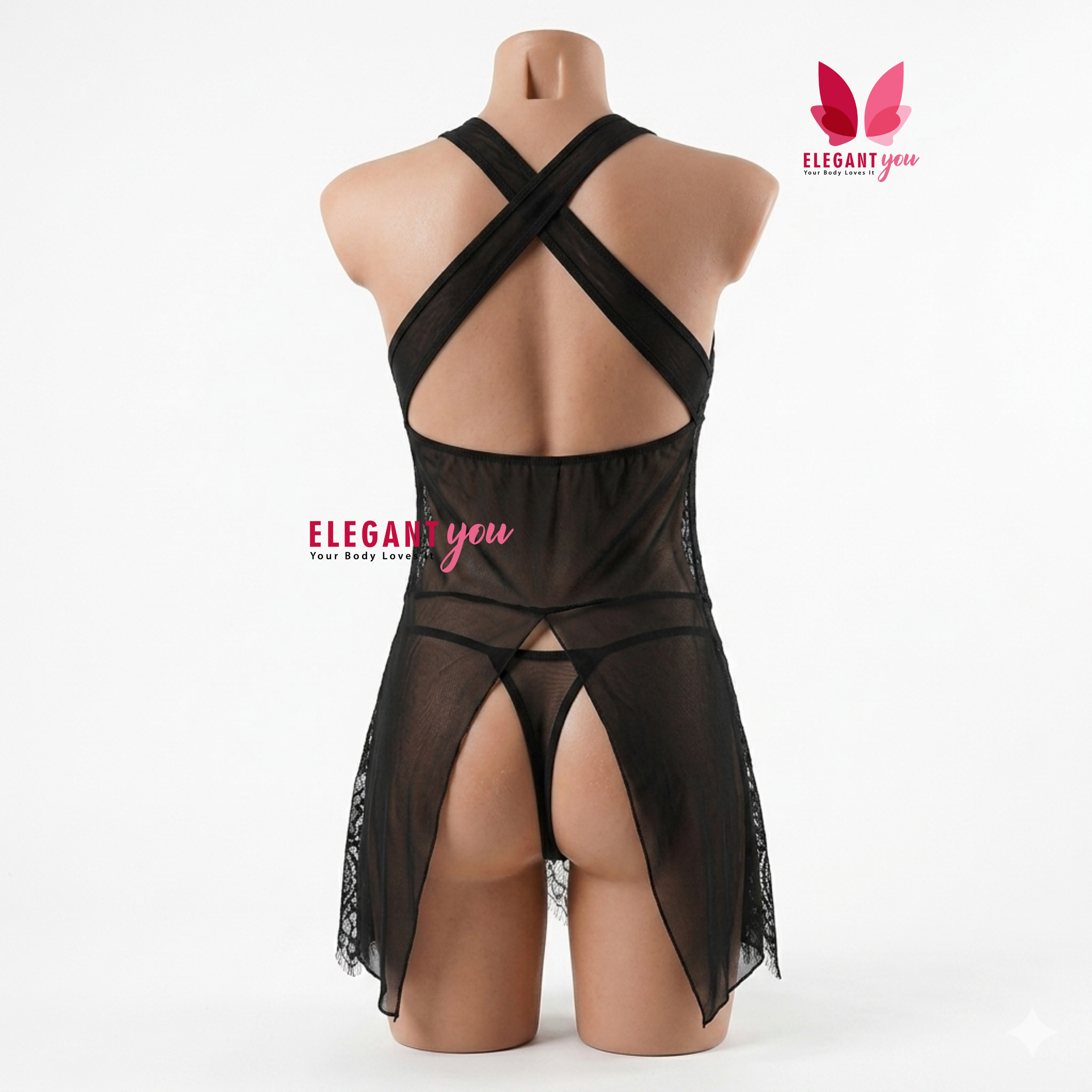 Lacy Hollow Neck Baby Doll Nighty (8131)