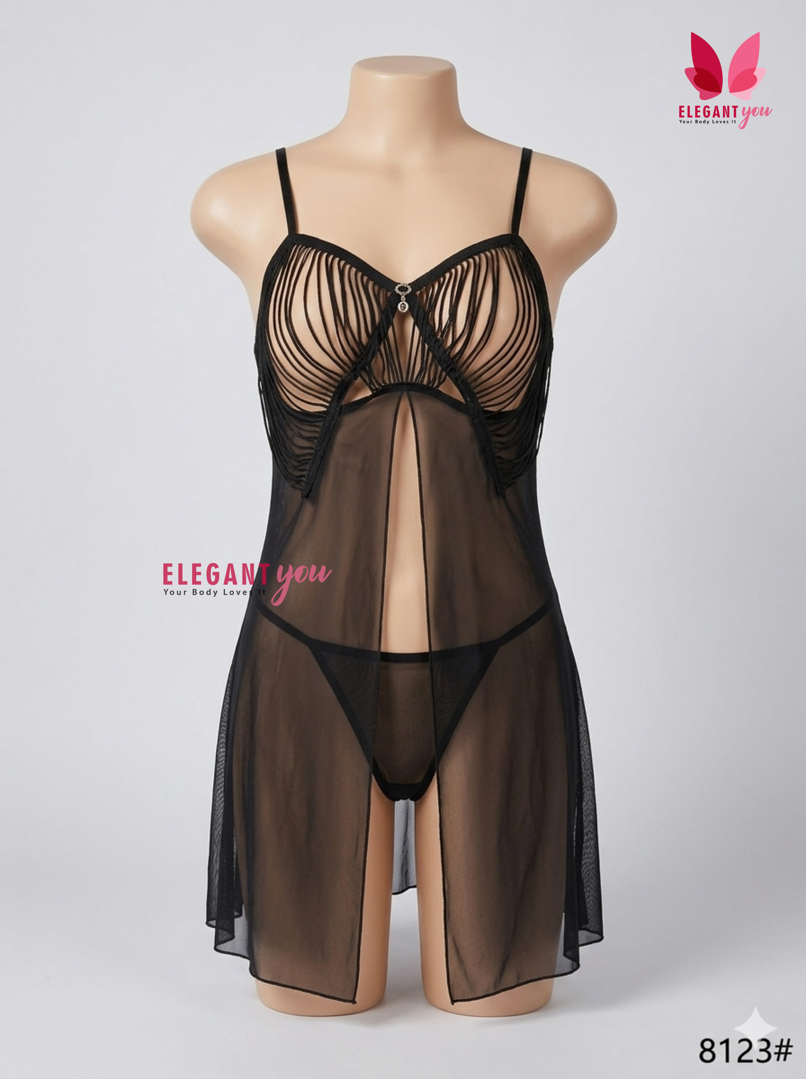 See Through Frill Cups Nighty (8123)