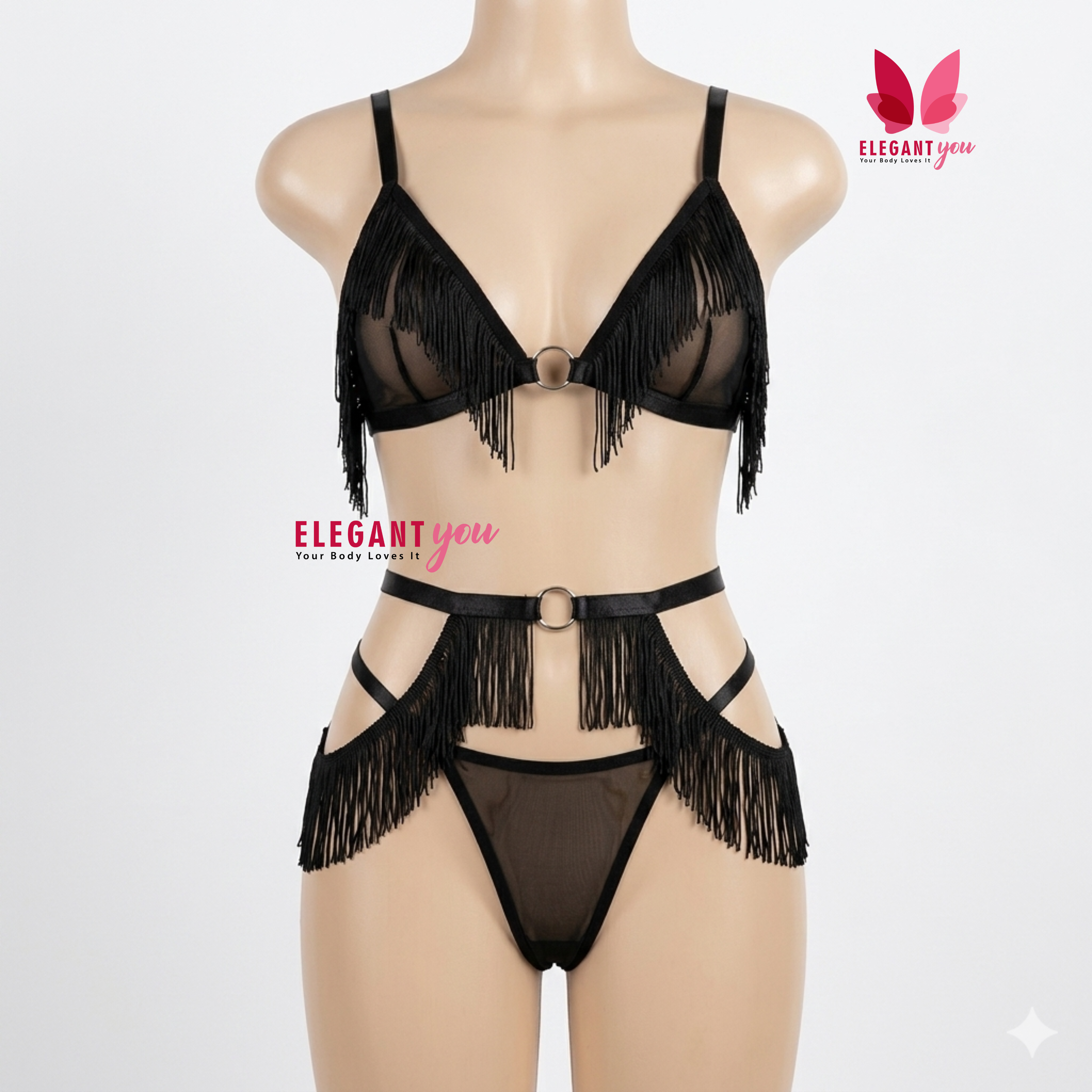 (38-42)Women 3-Piece Fringe Tassel Garter Set