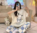 White Pochacco Print Half Sleeves Printed Night Suit (RX-302)