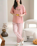 Pink lovely 3 bears Print Half Sleeves Printed Night Suit (RX-315)