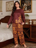 Maroon Floral Print Half Sleeves with floral Printed pajama Night Suit (RX-312)