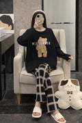 Black Mid Summers Printed with checkered trouser Night suit (RX-419)