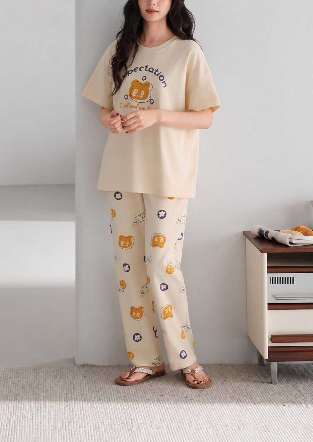 Off White Expectation printed night suit For her (RX-458)