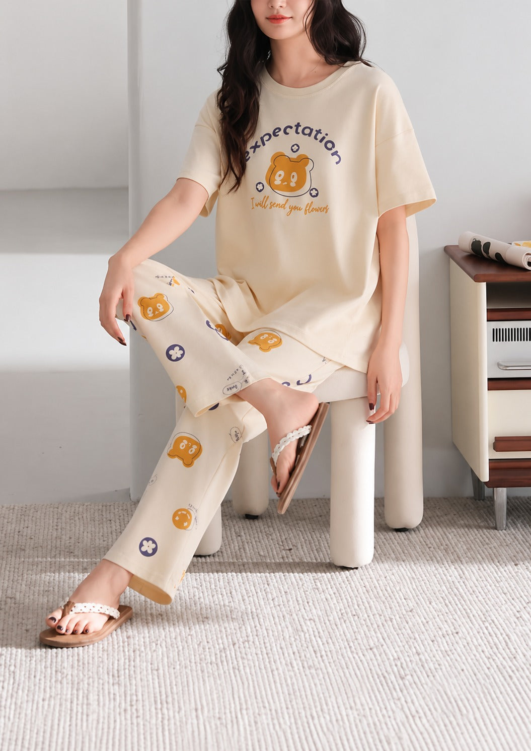 Off White Expectation printed night suit For her (RX-458)