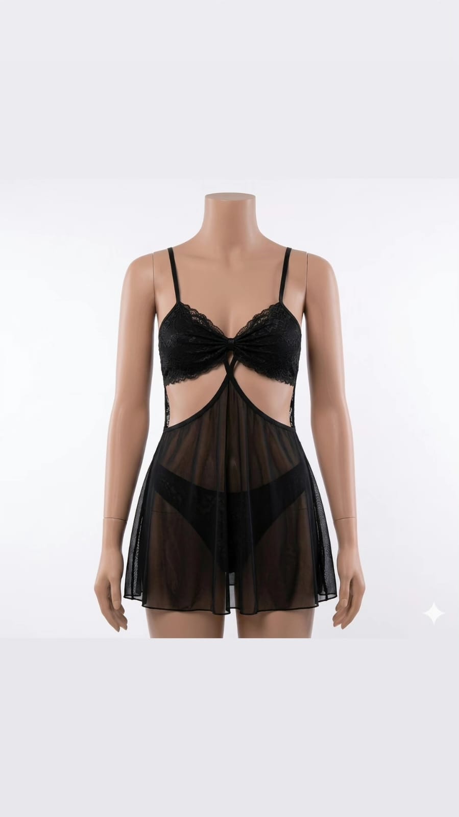 Lacy Mesh Cut-out Sexy Nighty