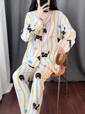 Off white All over Kitty Printed button style night suit For Her (RX-474)