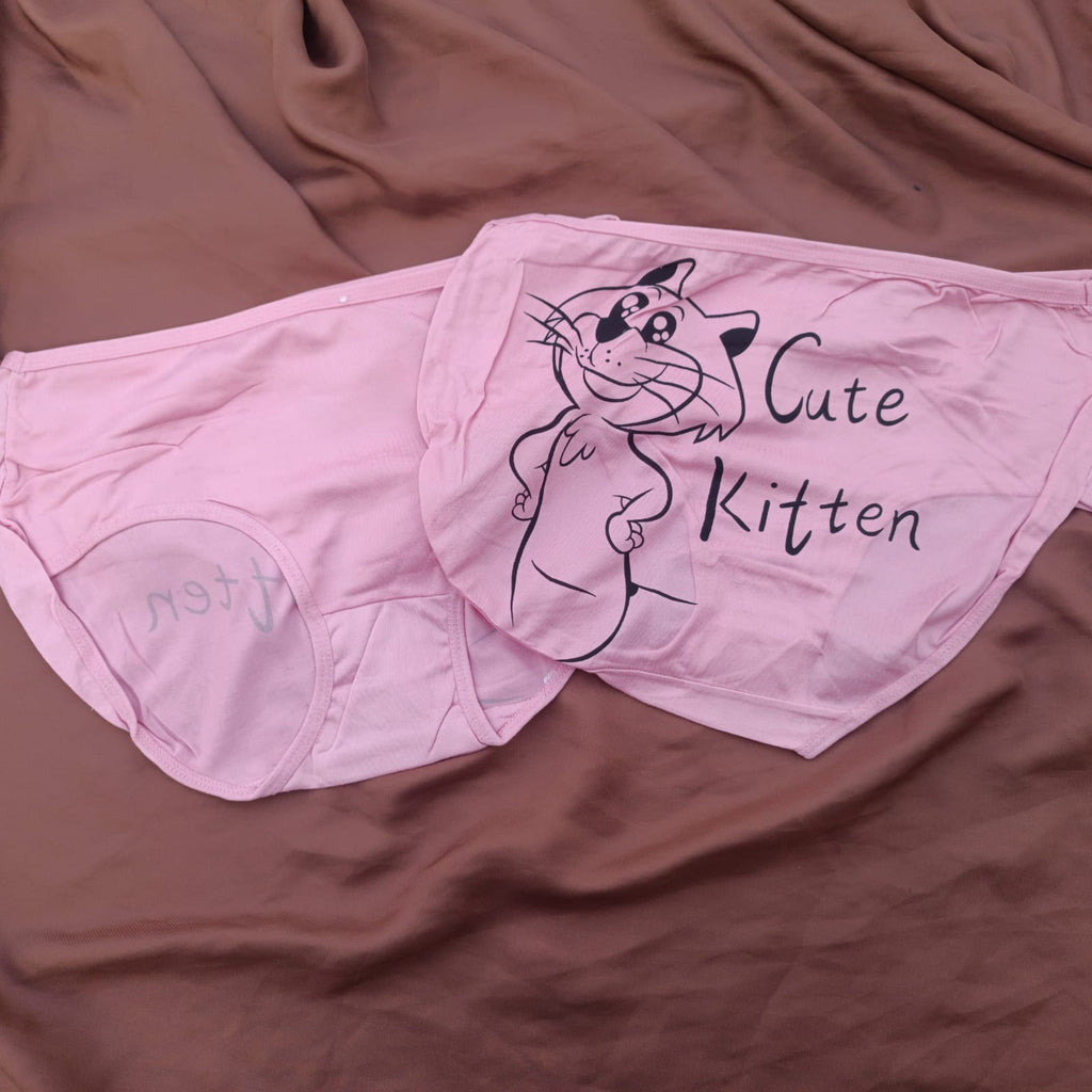 Back Side Cute Kitten Written Soft Underwear
