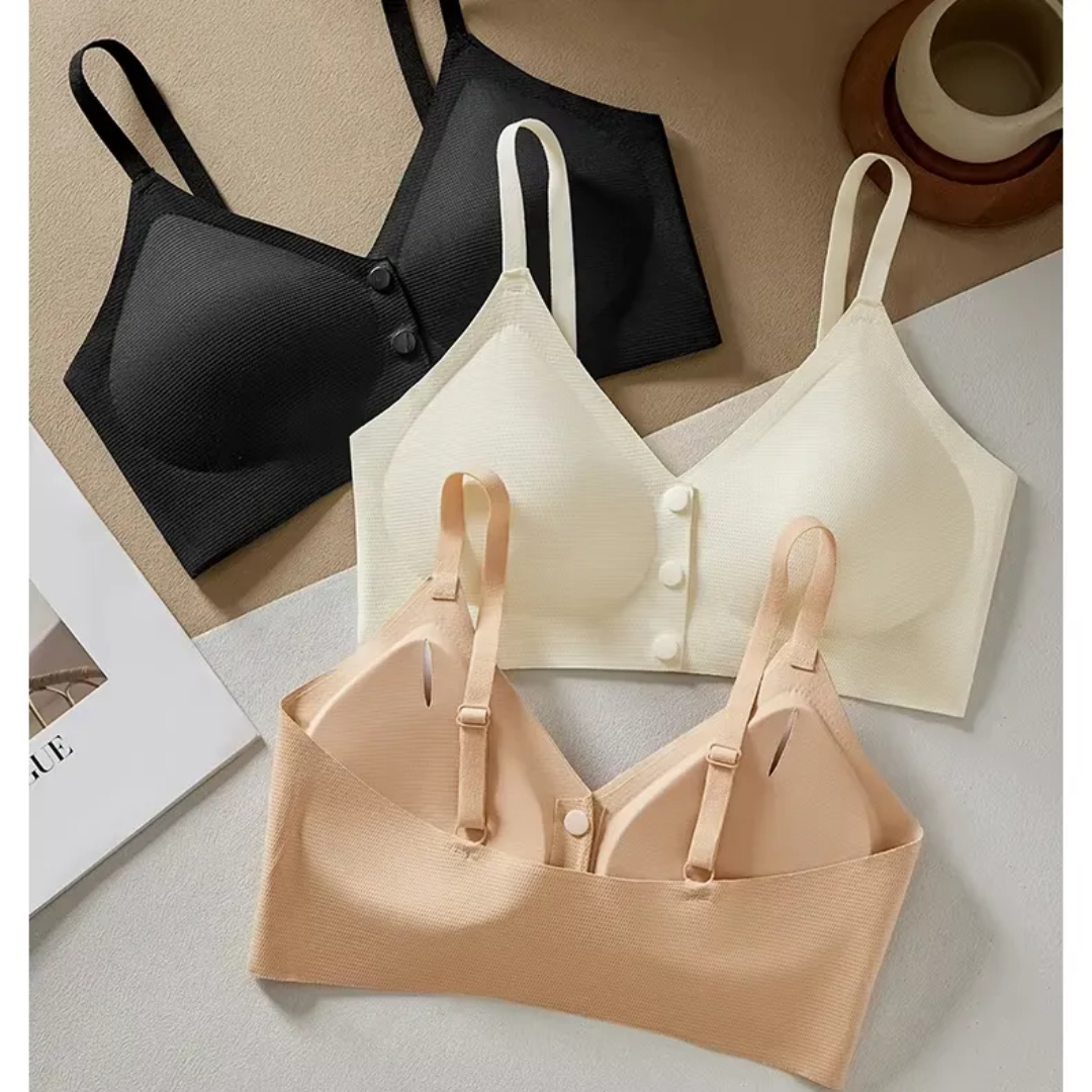 (32-38)b Seamless Front Button|Feeding Soft Comfort Jelly Bra