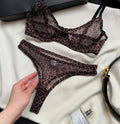 (34-38)B Beautiful Leapord Print Underwire Bra and Panty Set