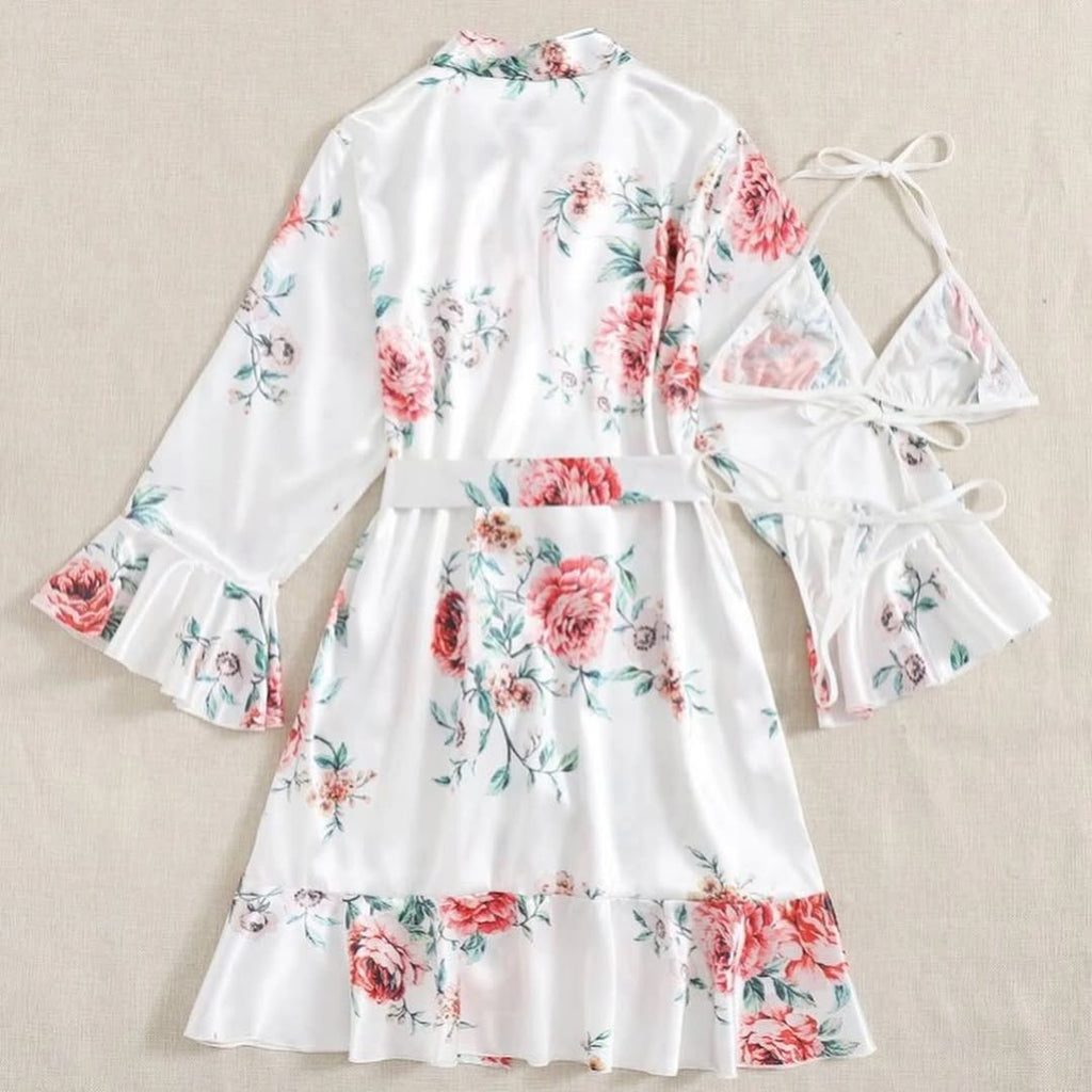 3 Piece Gorgeous Flower Printed Nighty(7011)