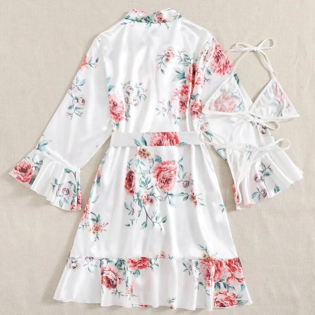 3 Piece Gorgeous Flower Printed Nighty(7011)