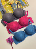 Pack of 3 Double Strip Half Cup Push-up Underwire Bra