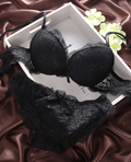 (34-38)b  size Bridal Bra Panty Lacy Set(130) (Black)