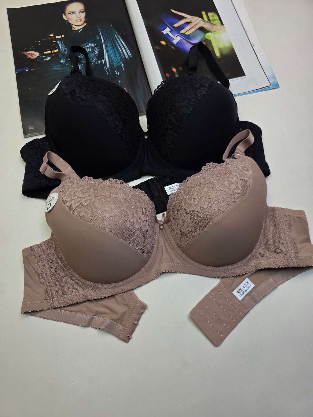 (40-44)D Lacy Light Padded Under Wire Half cup lace bra (141)