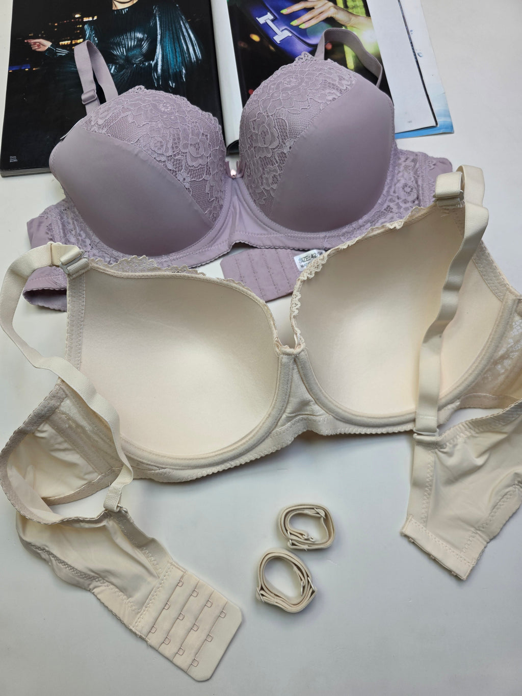 (40-44)D Lacy Light Padded Under Wire Half cup lace bra (141)